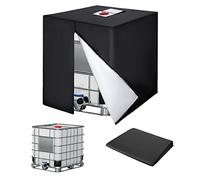 Bache pour Cuve 1000L IBC, 420D Réservoir d'eau Couvercle, Anti-UV Housse Protection Cuve, Bâche de Protection Cuve IBC avec Fermeture éclair, 120 x 100 x 116 cm(Noir)