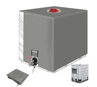 Bache pour Cuve 1000L IBC, Avec fenêtre transparente Bâche de Protection Solaire, Anti-UV Anti-Poussière Recuperateur d Eau de Pluie Bouchon, Bache cuve 1000l Protection - Gris-120 x 100 x 116 cm