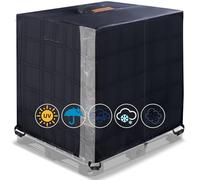 Bâche pour Cuve IBC 1000L, 420D Housse de Protection pour Réservoir d'eau IBC pour Outdoor 275 gallons avec fermeture à glissière imperméable et fenêtre transparente (120 x 100 x 116 cm)