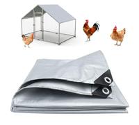 Bâche pour Poulailler 3,5 x 2 m, Protection de Poulailler avec Élastiques, Bâche Doublement Enduite pour Enclos de Poules, Protection Soleil et Pluie, Lot de 3, Gris