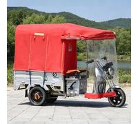 Bâche pour Tricycle Cargo Électrique, Housse Intégrale pour Cadre de Triporteur avec Fermeture Éclair, Entrée/Sortie Facile, Bâche pour Trike Moto 3 Roues(Red,110x90cm/43.3x35.4in)