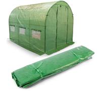 Bâche pour tunnel de jardin - JANSHOP - 2x3,5m - 7m² - Vert - PE UV4 Proof - 6 fenêtres avec moustiquaire