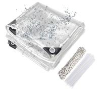 Bâche Protection Extérieure 420g/m 2x4m, Transparente Imperméable avec Oeillets, Résistante BACHE