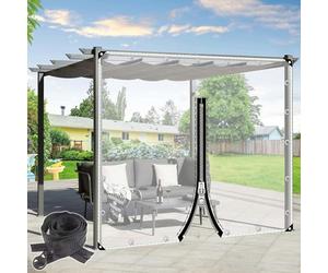 Bâche Pvc Imperméable Avec Fermeture Éclair,Rideaux De Bâche Transparents Extérieur,Pergola Gazebo Carport Jardin Panneaux Latéraux en Bâche Étanche Claire,Avec Œillets,L×H-2.5*2.3m(8.2*7.5ft)