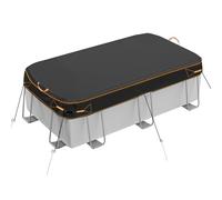Bâche rectangulaire de qualité supérieure pour piscine hors sol, résistante aux intempéries, noir avec bordure orange, 2,1 x 4,9 m