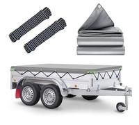 Bâche Remorque, 256x145x8cm Bache Remorque, IMPERMÉABLE Protection Plate avec Corde, Idéal pour Pongratz LPA 250/13 und 750kg/850kg/1000kg/1300kg/1500kg/2000kg 251x137cm Remorque