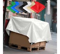 Bâche Renforcée 100 x 465 cm Étanche, Résistant à La Déchirure, Bâche Imperméable pour Extérieur avec Œillets Renforcés, pour Bois, Meubles, Jardin, Voitures, Blanc