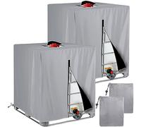 Bâche Réservoir d'eau IBC 1000 L 420D Couverture Container 2 Pièces, Bâche de Protection Cuve avec Fermeture éclair Anti-poussière Anti-UV Anti-Pluie 120 x 100 x 116 cm (Gris)