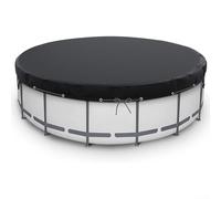 Bâche ronde pour piscine hors sol avec clous de sol et cordes coupe-vent conçue pour rester en place même par temps venteux (213 cm)