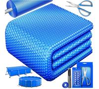 Bâche solaire de piscine bleue - KESSER - Ø 427 cm - Épaisseur 120 µm - Découpable - 1 pince à trous - 12 œillets