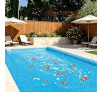 Bâche Solaire pour Piscine 2.1 x 2.5 m Rectangulaire Couverture de Piscine Solaire Découpe Individuelle pour Piscines, Bleu