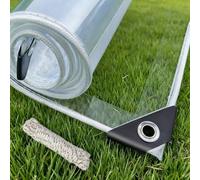 Bâche Transparente avec Œillets 122 x 198 cm 400G M², Imperméable, Indéchirable, Résistante à La Pluie Bâche de Protection pour Extérieure Jardin Terrasse Serre Gazebo, A