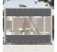 Bâche transparente avec œillets Etanche à l'eau 420g/m² PVC Bâche de couverture Tissu de protection contre le vent Protection contre la pluie pour pavillon de jardin Terrasses Balcon Serres,Gris,H 2.1