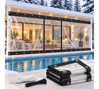 Bâche Transparente avec Œillets pour Balcon, Rideau PVC Imperméable | Porte à Double Fermeture Éclair, Panneau de 0,3 mm sur Mesure contre la Pluie pour Terrasse et Pergola(Noir,W1.2m x H5.5m)