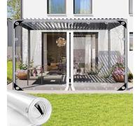 Bâche Transparente avec œillets pour l'extérieur en PVC Transparent Panneaux Latéraux De Bâche Étanche Claire pour Pergola Gazebo Porche,1zip,2.2×1.8m(7.2x5.9ft)