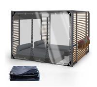 Bâche Transparente avec Oeillet,400 g/m² Lourd Bâche de Protection 0.35mmavec Porte Zippée,2.1x2.8m Panneaux Latéraux Imperméable pour Couverture Meubles de Jardin,Pergola,Cabanon,Porche,Bassin