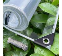 Bâche Transparente avec Oeillets 3.2 x 10 m, Protection Contre La Pluie et Le Vent, Imperméable, Résistant et UV, Bâche Transparente pour Pergola avec Œillets Corde pour Extérieur,Serre, A