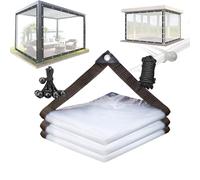 Bâche Transparente avec Oeillets Bâche Imperméable Plastique Serre,Panneaux Latéraux de Gazebo Transparents pour Terrasse Pergola Porche Garages,4×10m/13.1×32.8ft