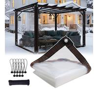 Bache Transparente avec Oeillets, Rideau Plastique Exterieur Terrasse Transparent pour Pergola, Bâche Imperméable avec Oeillet pour Meubles De Jardin Terrasse(19.68x32.80ft)