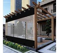 Bâche transparente d'extérieur - Bâche transparente en PVC robuste avec porte zippée pour pergola, terrasse, tonnelle, panneaux latéraux imperméables