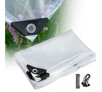 Bâche Transparente en Maille, Bâche de Protection imperméable Transparent 0.39 mm, Bâche Armée Imperméable Résistance Anti-UV pour Plantes, Meubles, Bateau, Bois de Chauffage(Blanc,2x3 m)