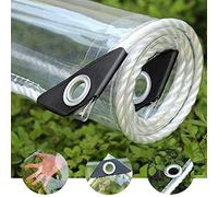 Bâche transparente en PVC avec œillets, housse imperméable et résistante au gel pour balcon, terrasse, pavillon, paroi latérale - 100 % Clari 3,5 x 8 m Protection extérieure