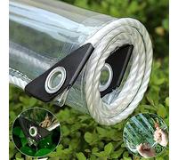 Bâche transparente en PVC de 1,8 x 3 m, 400 g/m², bâche transparente en vinyle avec œillets pour camping, plantes, serre, voitures, terrasse et pavillon