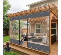 Bâche Transparente Étanche en PVC Imperméable avec Double Fermeture Éclair | 0.2mm Rideaux Latéraux Coupe-Vent avec Œillets, pour Pergolas, Tonnelle et Terrasse