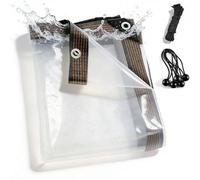 Bâche Transparente Extérieur, Bâche de Protection imperméable, bâches Transparente étanche avec œillets, Feuilles de Plastique Imperméables 2x2m 3.5x15m 4x8m 5x11m 6.5x20m 10x10m(12x12 m)