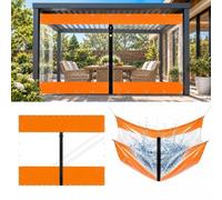 Bâche Transparente Extérieur PVC 0,3 mm avec Œillets et Porte Zippée Claire | Rideau de Protection Clair pour Pergola et Terrasse, Ouverture Centrale Discrète(Orange,W1.5m x H5.2m)