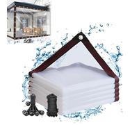 Bâche Transparente Imperméable Bache De Protection avec Œillets 0.18mm Résistante Aux Déchirures Extérieur Vinyle Rideau pour Pergola Porche,3×10m/9.8×32.8ft