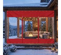 Bâche Transparente Imperméable en 0.3mm PVC Avec Œillets Métalliques | Bâche Transparente À Bords Renforcés, Double Fermeture Éclair, Protection Hivernale du Balcon Jardin(Rouge,W1.5m x H5.2m)