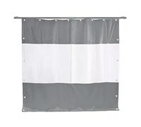 Bâche transparente imperméable en PVC 0,5 mm - 4,80 x 2,50 m, panneaux latéraux gris pour espaces extérieurs, parfaite pour l'intimité du jardin et la protection contre les intempéries