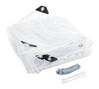 Bâche transparente imperméable et résistante, 2,5 x 3 m en PVC transparent avec œillets, panneaux de clôture de porche transparents de 14 mm pour serre d'hiver, auvent, plantes, camping, terrasse