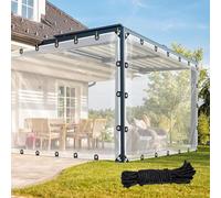 Bâche transparente imperméable et résistante en plastique avec œillets pour une utilisation en extérieur, housses en vinyle transparent pour terrasse, serre, poulailler et enclos, 2,6 x 2,9 m