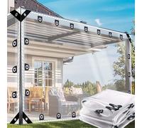 Bache Transparente Imperméable Exterieur avec Oeillets 2.4x3.5m, Hiver Personnalisable 0.55mm Bache de Protection Exterieur Bache de Serre de Jardin pour Pergola Terrasse Camping Balcon