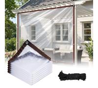 Bâche Transparente Imperméable Haute Résistance, Bâche en PE avec Œillets Renforcés, Housse Plastique pour Serre, Pergola, Terrasse, Balcon, Poulailler, Protection Extérieure,4.5x8.5m