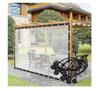 Bâche transparente imperméable pour housses de pergola - Panneaux latéraux en plastique avec œillets pour balcon, terrasse, porche et tonnelle - 4 x 4 m - Protection extérieure robuste