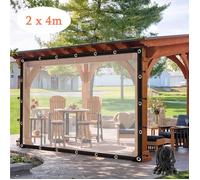 Bâche Transparente imperméable pour Rideaux d'extérieur, Panneaux latéraux 2 x 4cm, bâches Transparentes imperméables avec œillets