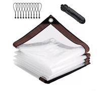 Bâche transparente imperméable robuste de 2 x 3 m avec œillets - Bâche 80 % polyéthylène transparent pour protection extérieure, serre, jardin, porche - Résistante aux intempéries et isolation