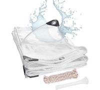 Bâche transparente robuste de 0,39 mm - Bâche en vinyle PVC imperméable, 7,5 x 7,5 m, résistante aux UV, pour extérieur, terrasse, piscine, serre, auvent, balcon, résistante aux déchirures et au froid