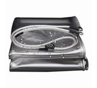 Bâche transparente robuste de 5,6 x 6 m - Imperméable - Avec œillets - Coupe-vent - Résistante au soleil - Résistante aux déchirures - Pour terrasse, serre, extérieur, porche, jardin
