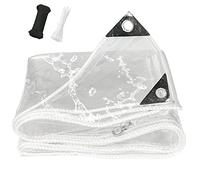 Bâche transparente robuste en PVC imperméable de 0,35 mm - Taille personnalisée 4,8 m x 2,8 m avec œillets métalliques pour terrasse, porche, chambre, tonnelle, protection extérieure