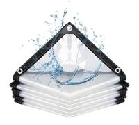 Bâche transparente très résistante et imperméable en vinyle transparent avec œillets, housse en plastique pour extérieur, clôture de terrasse, serre, poulailler, toit de jardin, abri pour plantes (3 x