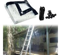 Bâche Transparente Verte 7 x 10 pi, résistante et imperméable, renforcée, avec Double Couture et œillets, idéale pour Le mobilier de Jardin.