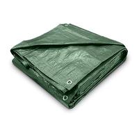 Bâche verte 2,4 m x 3 m (découpée) légère en plastique polyéthylène 80 g/m², résistante à l'eau, multi-usages pour meubles de jardin, abri de jardin, abri de jardin, camping (2,4 x 3 m)