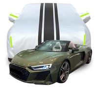 Bache Voiture Exterieur pour Audi R8 Spyder V10 Performance Quattro (620hp), Housse de Protection Voiture Exterieur Étanche Vent Bâche Protection Tout Temps,B-Silver-Black