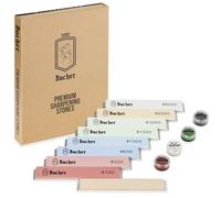 Bacher Pierre à aiguiser pour couteaux en corindon - Lot de 8 pierres #120 - #8000 + courroie en cuir pour systèmes d’aiguisage Apex Edge à angle fixe, Ruixin et KKmoon