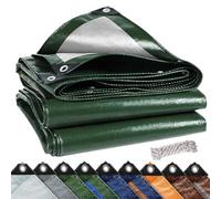 Bâches, Film de Construction 1.8 x 3.6 m Imperméable Anti-UV, avec Œillets, Résistante Aux Intempéries et Aux Déchirures Housse pour Bateau pour Terrasse, Balcon, Jardin, Armée Verte