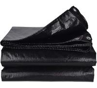 Bâches Heavy Duty Imperméable à L’Eau Black Weave Poly Tarpaulin Extérieur Réversible Poly Tarp avec œillets, 16.5x19.8ft/5x6m